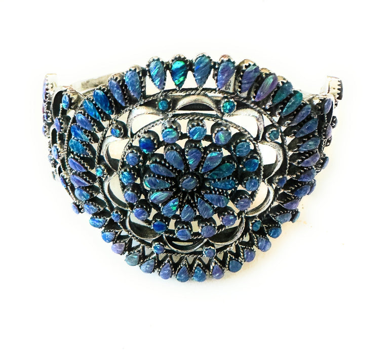 Nizhoni Handmade Sterling Silver & Purple Opal Cuff Bracelet