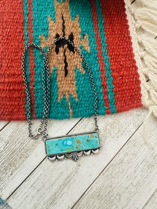 Navajo Sterling Silver & Turquoise Bar Necklace