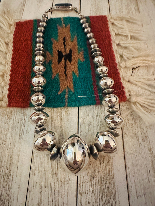 Navajo Sterling Silver Pearl & Turquoise Beaded Necklace