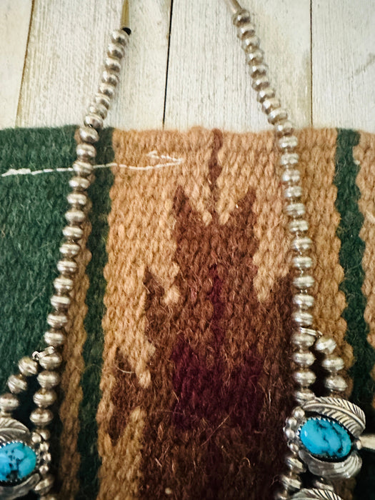Vintage Navajo Kingman Turquoise & Sterling Silver Squash Blossom Necklace