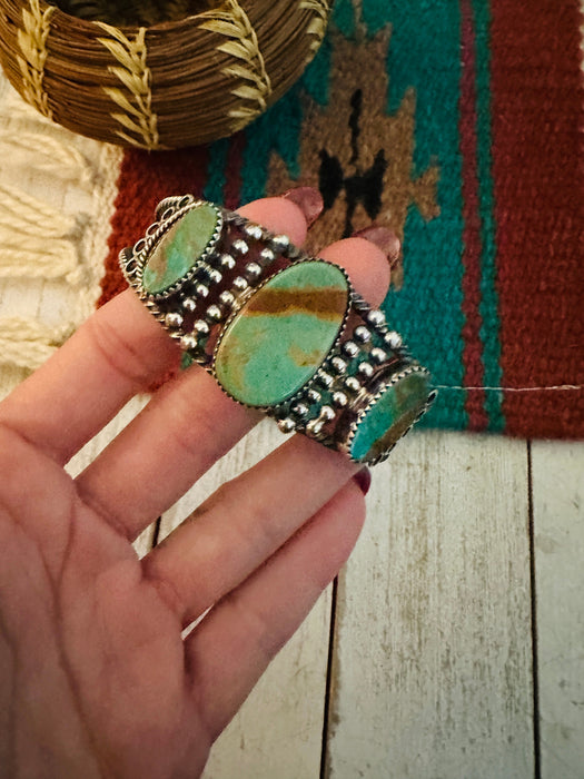 Navajo Sterling Silver & Royston Turquoise Cuff Bracelet by Jacqueline Silver