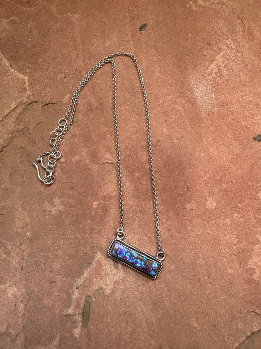 Handmade Sterling Silver & Purple Dream Mojave Bar Necklace
