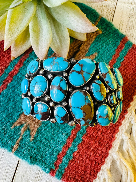 Navajo Sterling Silver & Kingman Turquoise Cuff Bracelet