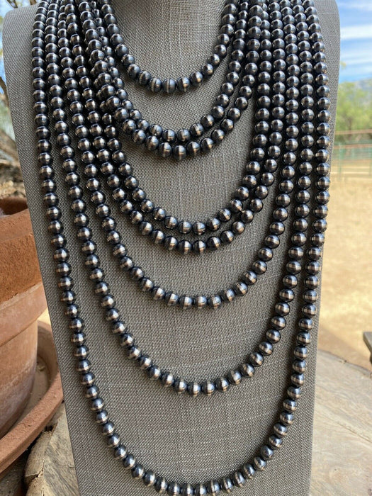 Navajo Pearl Style Sterling Silver Pearls 12mm 20 inch