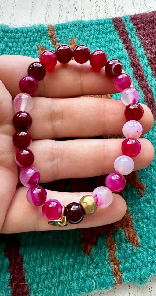 Handmade Beaded Pink Stretch Bracelet - Culture Kraze Marketplace.com
