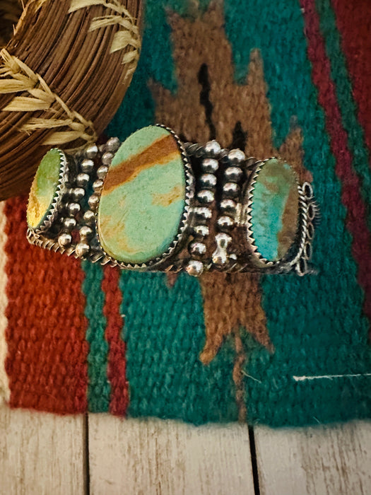 Navajo Sterling Silver & Royston Turquoise Cuff Bracelet by Jacqueline Silver