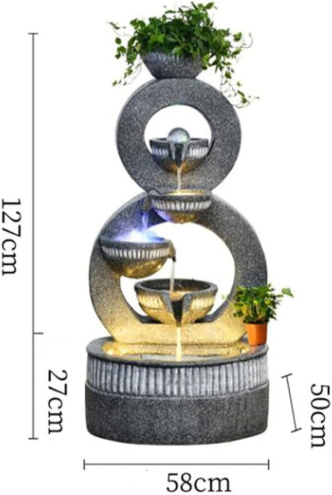 Lucky Eight Indoor Stone Water Fountain With Fish Aquarium - Culture Kraze Marketplace.com