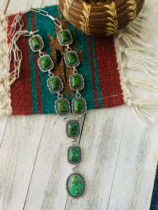 Navajo Sterling Silver & Sonoran Mountain Turquoise Lariat Necklace