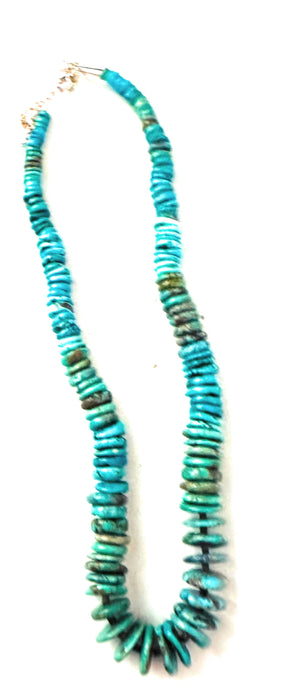Navajo Turquoise and Sterling Silver Beaded Necklace 18”