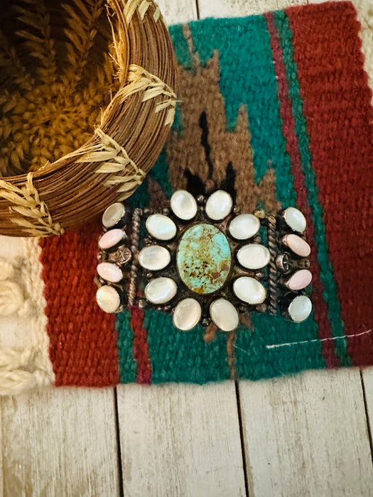 Navajo Sterling Silver & Multi Stone Cuff Bracelet by Jacqueline Silver