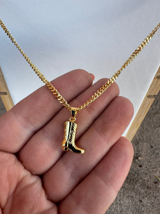 “The Golden Collection” Knockin Boots Handmade 14k Gold Plated Necklace