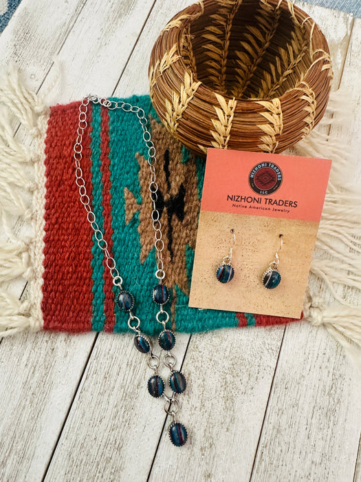 Navajo Rainbow Calsilica & Sterling Silver Necklace Set