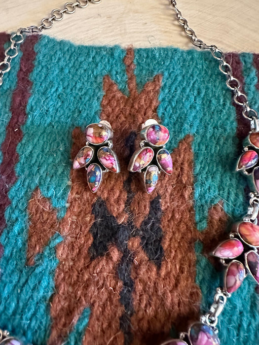Handmade Sterling Silver & Pink Dream Mojave Lariat Necklace Set