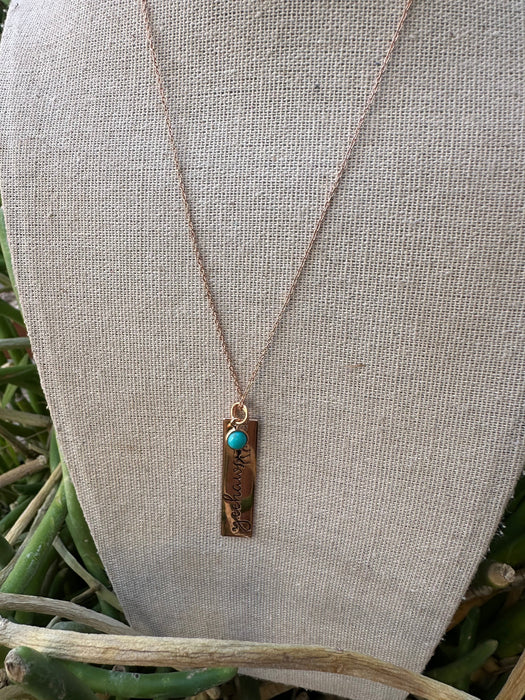 “The Golden Collection” YEEHAW Handmade Natural Turquoise Rose Gold Plated Bar Charm Necklace