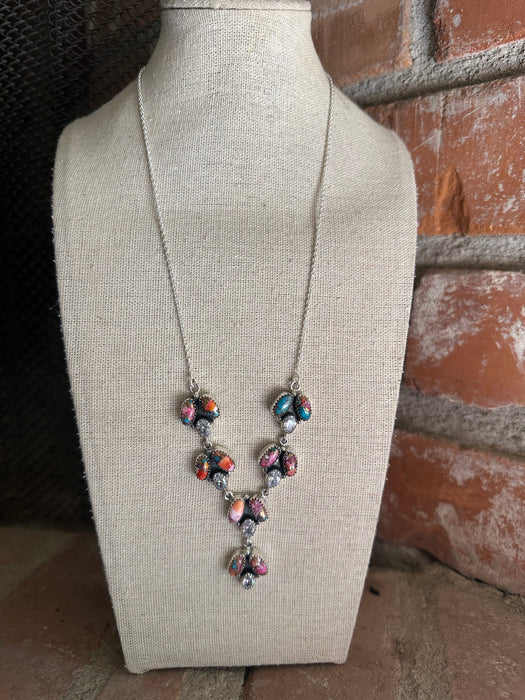 Beautiful Handmade Sterling Silver, CZ, Pink Dream Mojave Necklace
