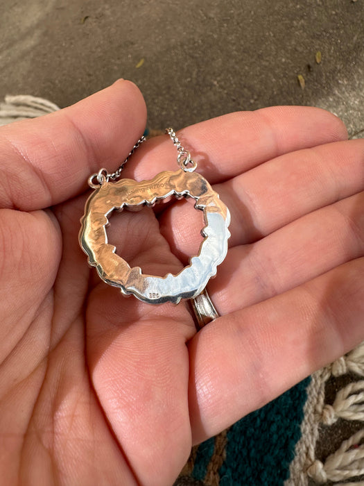 Handmade Sterling Silver & Orange Mojave Heart Necklace