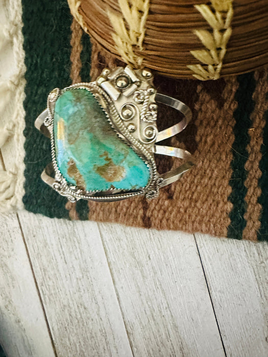 Old Pawn Navajo Sterling Silver & Turquoise Cuff Bracelet