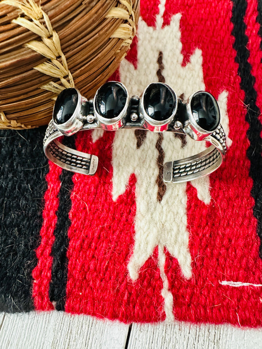 Navajo Sterling Silver & Onyx Cuff Bracelet