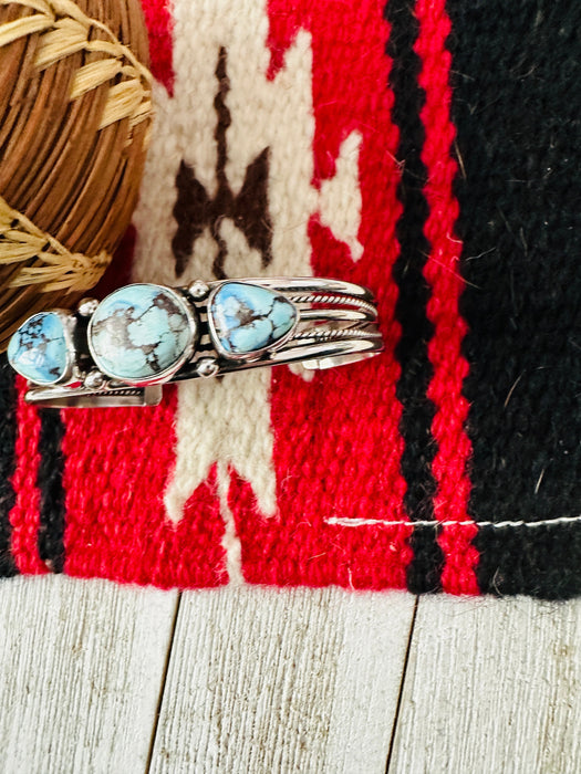 Navajo Golden Hills Turquoise & Sterling Silver Cuff Bracelet