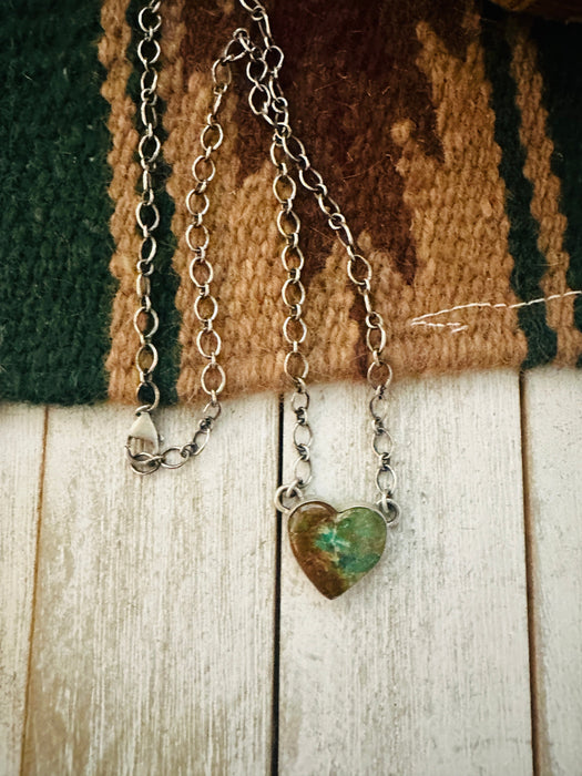 Navajo Sterling Silver & Royston Turquoise Heart Necklace
