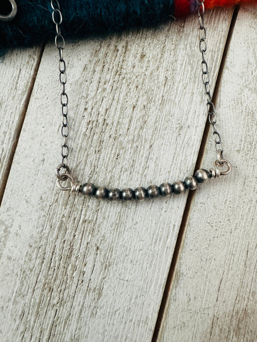 Navajo Sterling Silver Beaded Chain Necklace