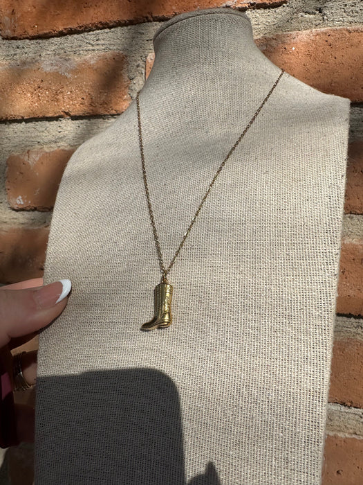 “The Golden Collection” Head Over Boots Handmade 14k Gold Plated Necklace