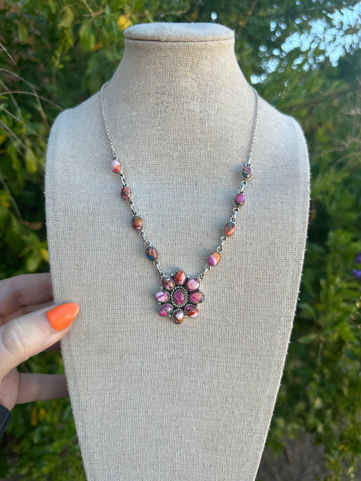 Handmade Sterling Silver & Pink Dream Mojave Necklace
