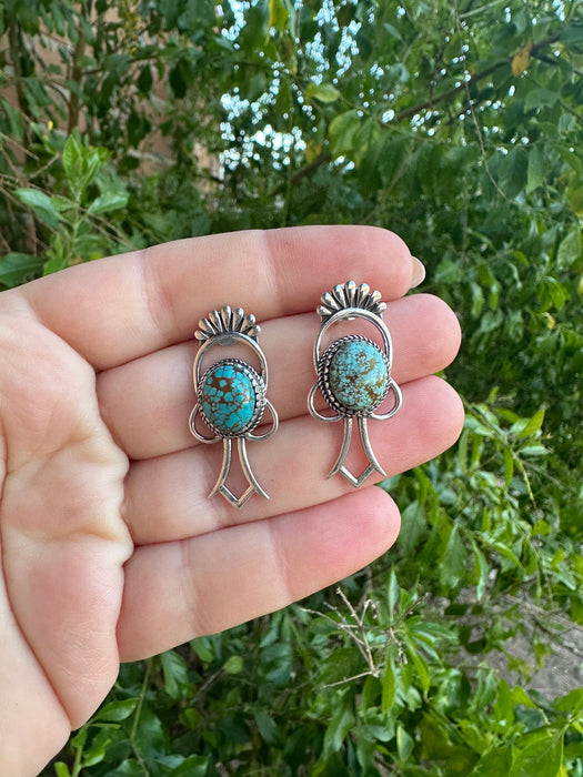 Handmade Sterling Silver, Number 8 Turquoise Squash Blossom Set