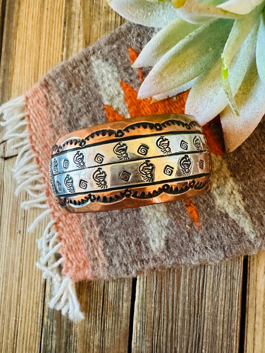 Navajo Copper and Sterling Silver Cuff Bracelet Signed