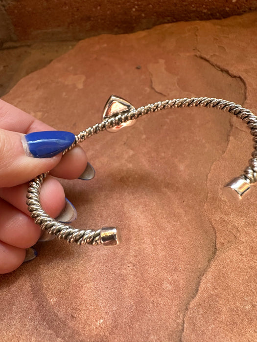 Handmade Sterling Silver & Wild Horse Adjustable Heart Cuff Bracelet