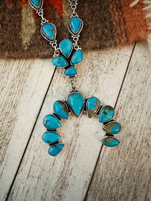 Handmade Sterling Silver & Kingman Turquoise Naja Necklace