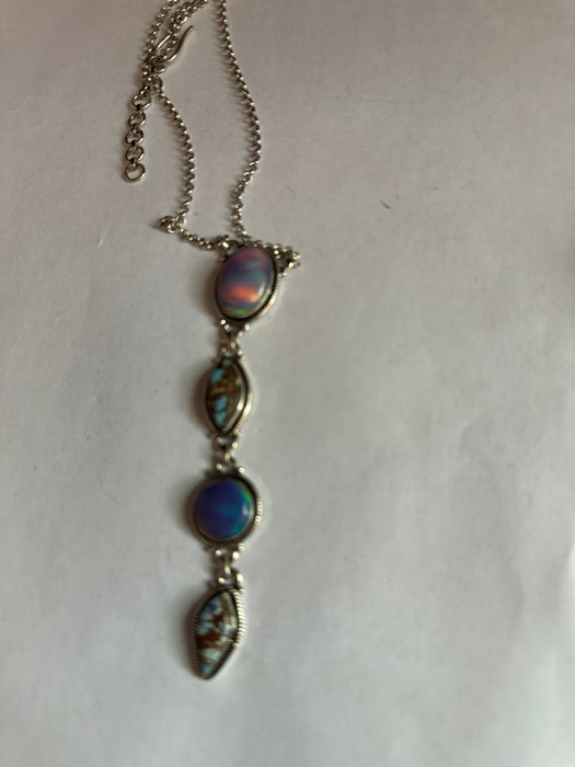 Handmade Golden Hills Turquoise & Pink Opal 4 Stone Necklace