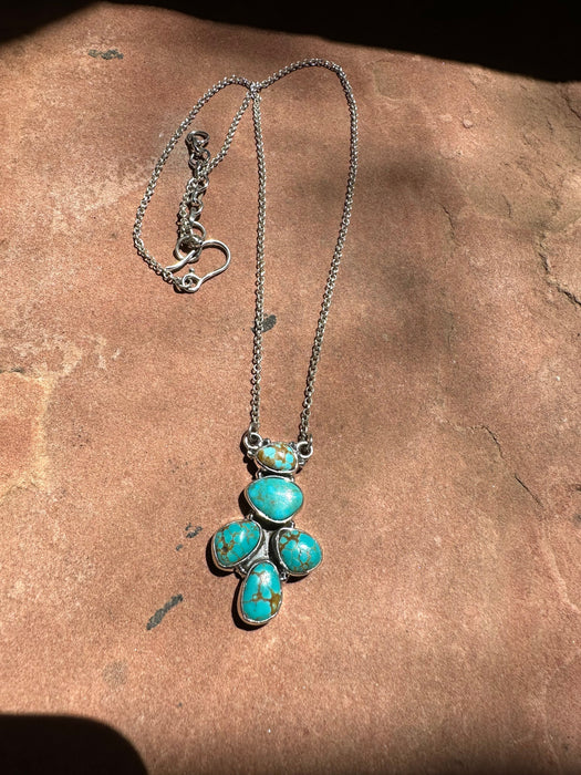Handmade Sterling Silver & Turquoise 5 Stone Necklace