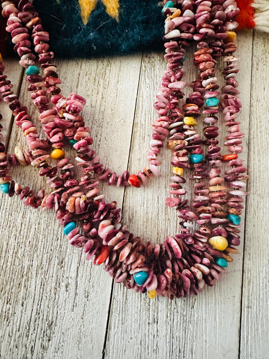 Navajo Spiny, Turquoise, & Heishi Five Strand Beaded Necklace