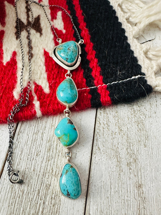 Navajo Sterling Silver & Turquoise Lariat Necklace