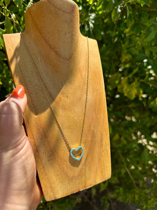 “The Golden Collection” Turquoise Heart Handmade Turquoise 18k Gold Plated Necklace