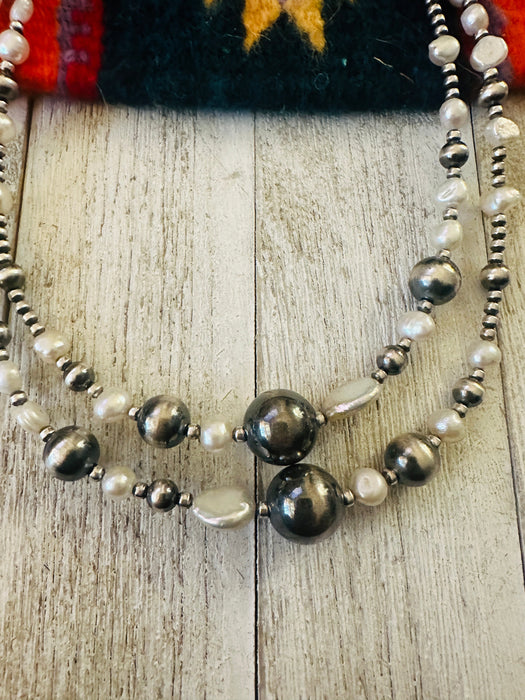 Navajo Pearl & Freshwater Pearl Beaded Necklace 42”