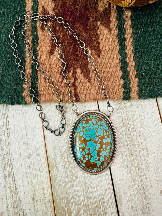 Navajo Sterling Silver & Kingman Web Turquoise Necklace