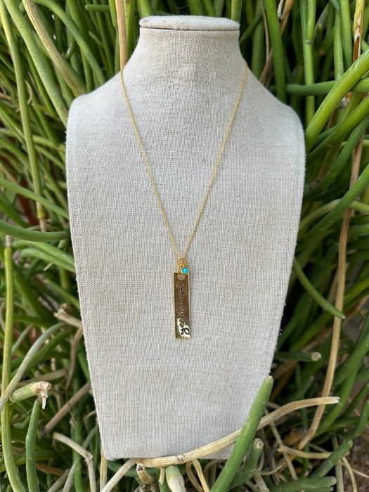 “The Golden Collection” YEEHAW Handmade Natural Turquoise 14k Gold Plated Bar Charm Necklace