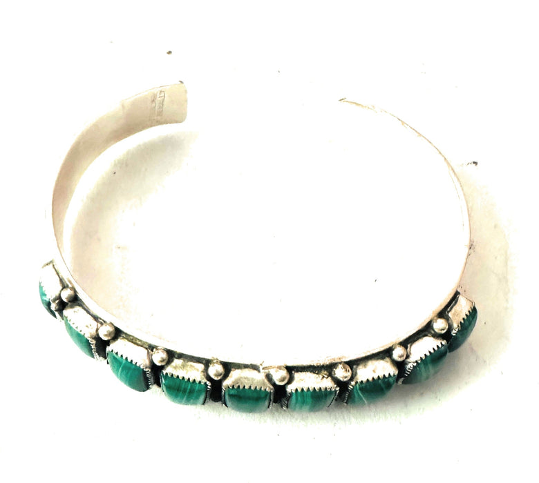 Navajo Sterling Silver & Malachite Cuff Bracelet