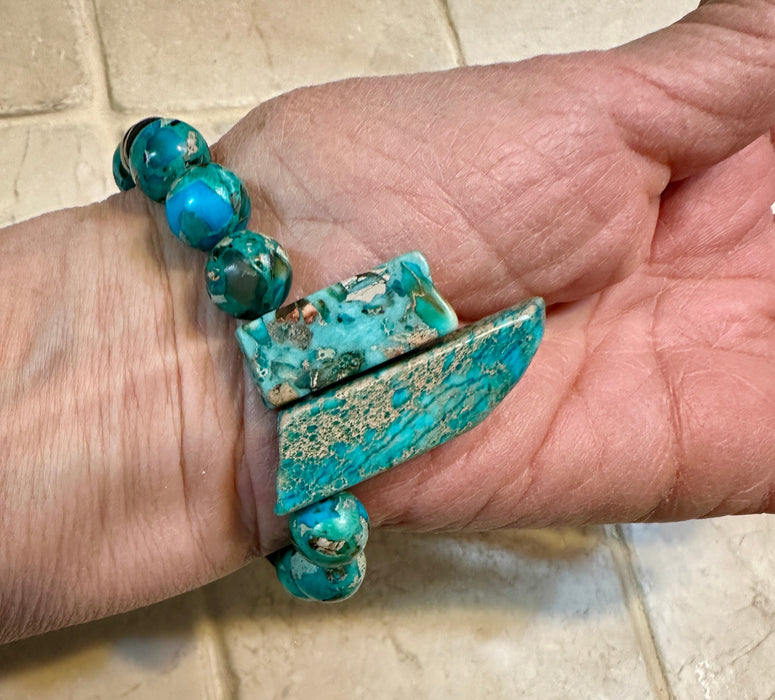 Handmade Chrysocolla Beaded Bracelet ￼