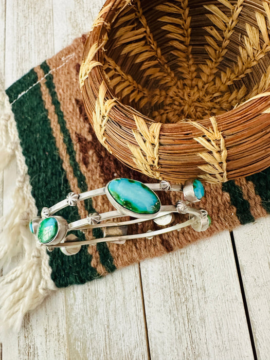 Navajo Sonoran Mountain Turquoise & Sterling Silver Bangle Bracelet