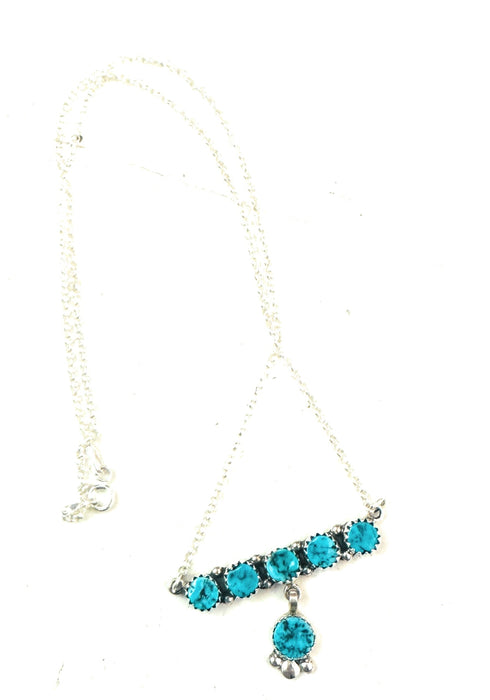 Navajo Sterling Silver & Kingman Turquoise Bar Necklace