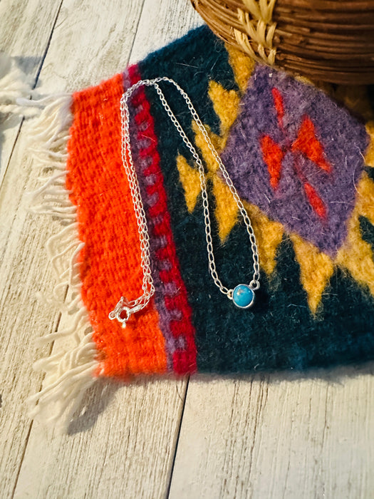 Navajo Turquoise And Sterling Silver Dot Necklace