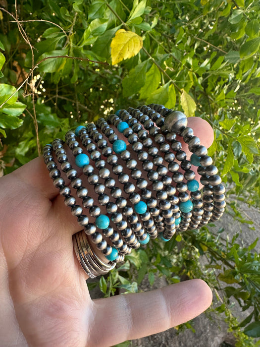 Cassidy Collection Handmade Sterling Silver & Turquoise Beaded Wrap Bracelet