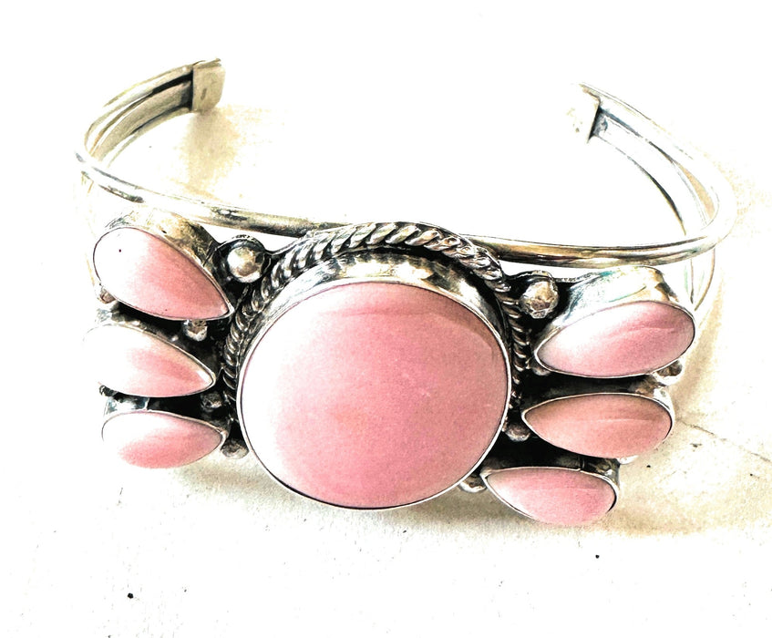 Navajo Sterling Silver & Queen Pink Conch Cuff Bracelet
