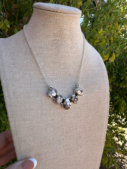 Handmade Sterling Silver & Wild Horse 5 Stone Necklace