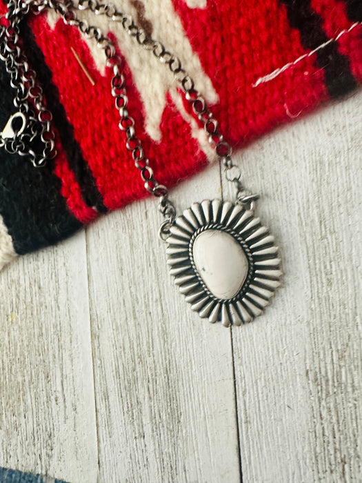 Navajo Sterling Silver & White Buffalo Necklace