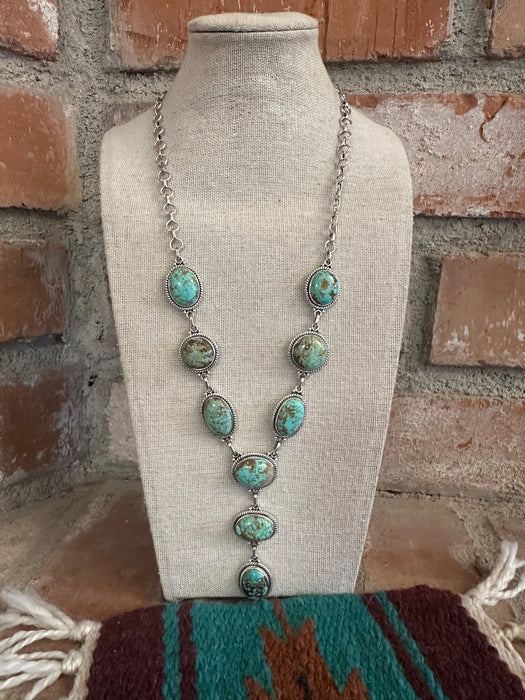 Handmade Number 8 Turquoise & Sterling Silver Lariat Necklace