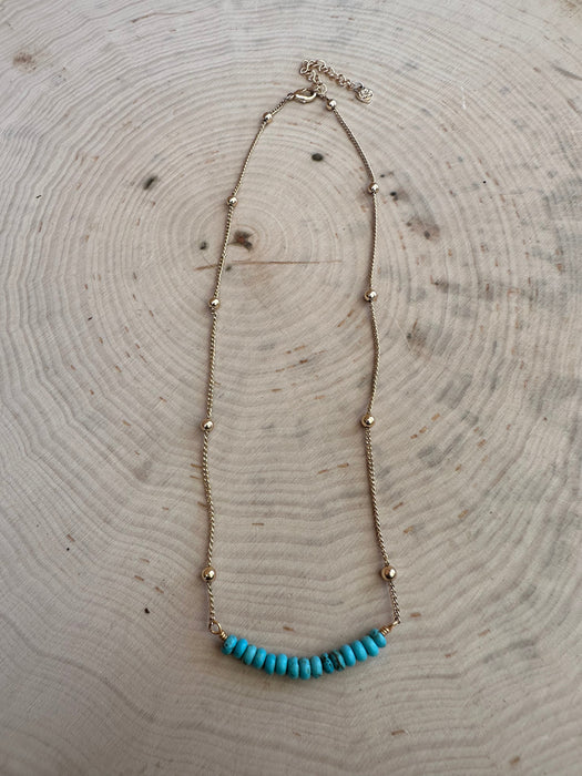 “The Golden Collection” Wild Heart Handmade Natural Turquoise Beaded 18k Gold Plated Necklace